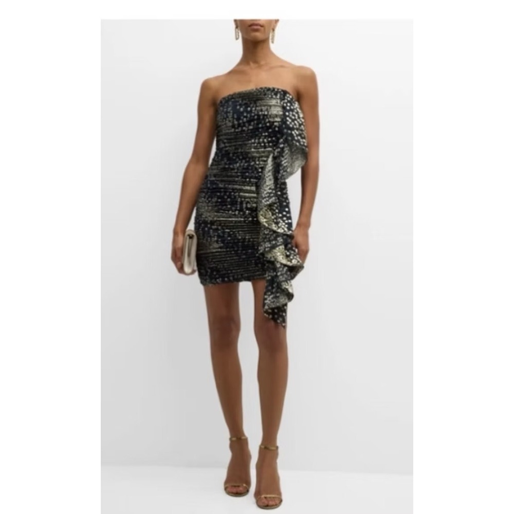 NWT Ramy Brook Talia Draped Metallic Mini / Size 8 /MSRP $565/Perfect for Events
